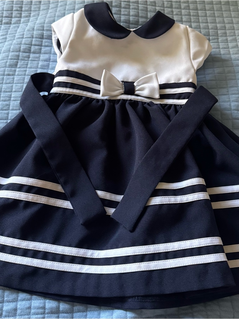 Bonnie Baby Navy and White Infant Dress Label